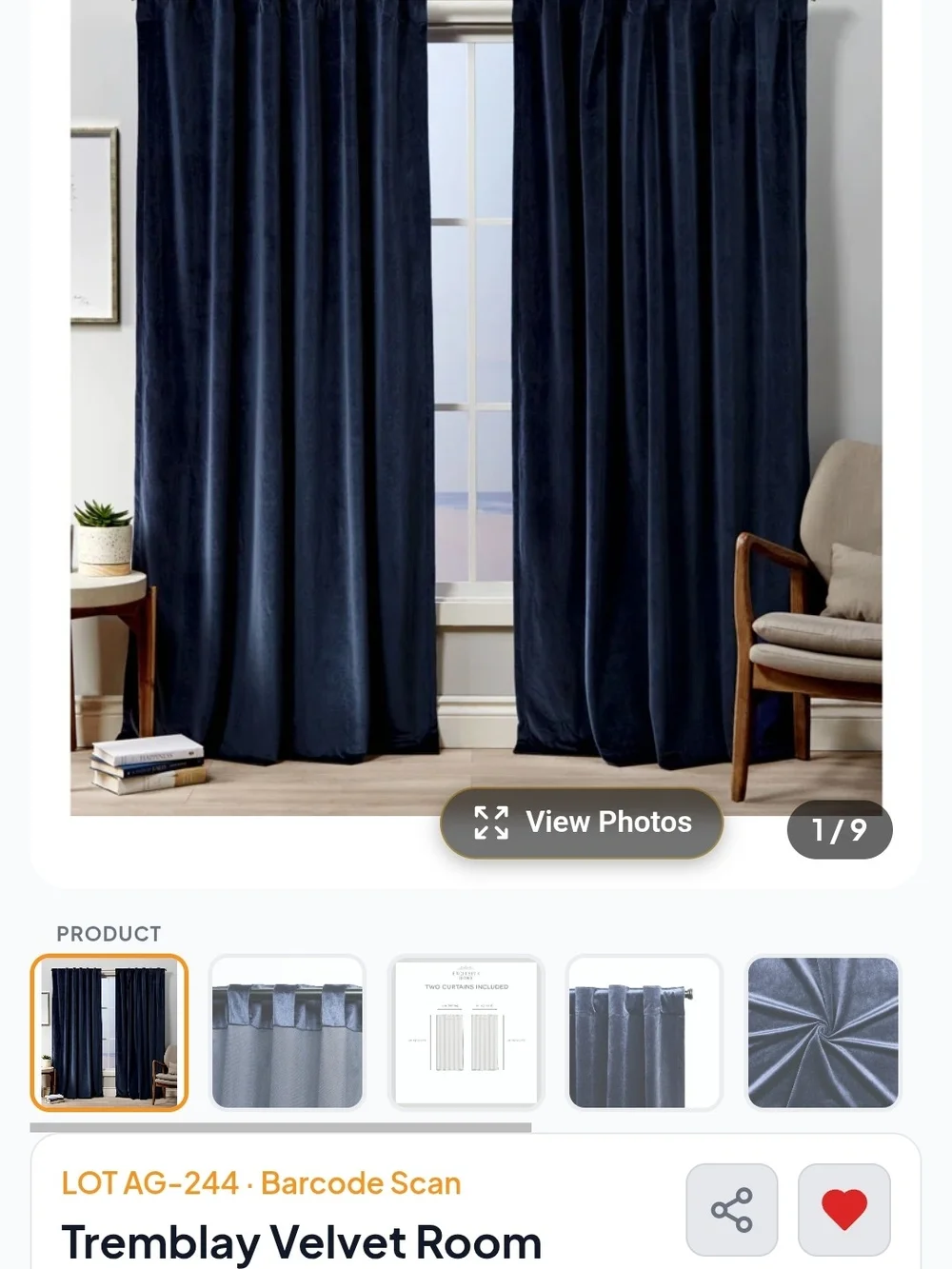Velvet Room Dark Blue Blackout Curtains